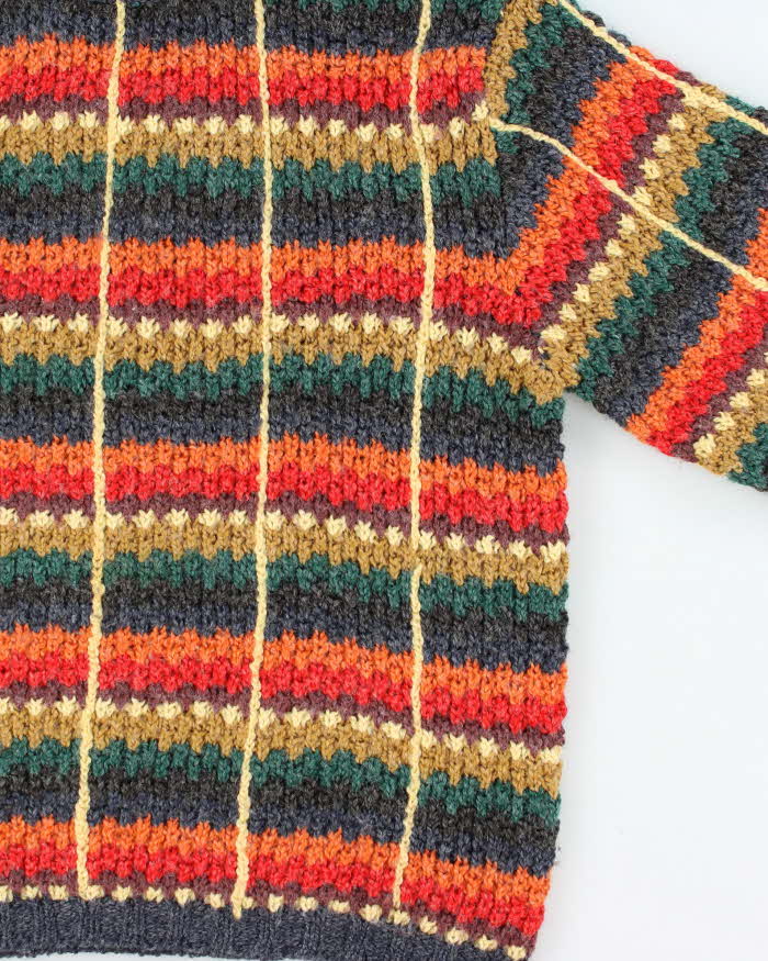 Vintage 1990s Women's Dadadi Italy Wool Patterned Roll-Neck Knit Jumper - M