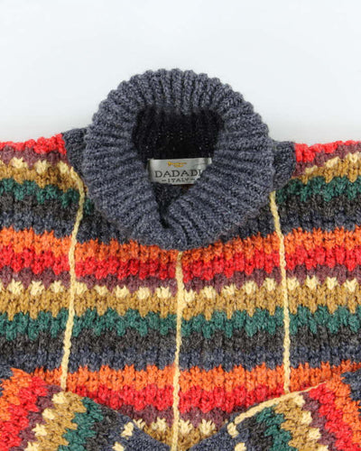 Vintage 1990s Women's Dadadi Italy Wool Patterned Roll-Neck Knit Jumper - M