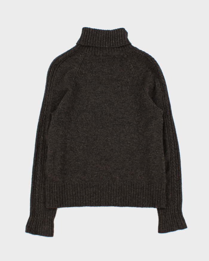 Vintage 1990s Women's DKNY Cable Knit Sleeve Roll Neck Knit Jumper - S
