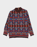 Vintage 1980s Women's Botoner Patterned Wool Knit Jumper - M