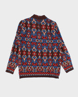 Vintage 1980s Women's Botoner Patterned Wool Knit Jumper - M