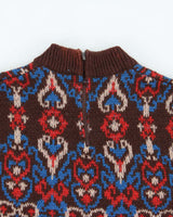 Vintage 1980s Women's Botoner Patterned Wool Knit Jumper - M