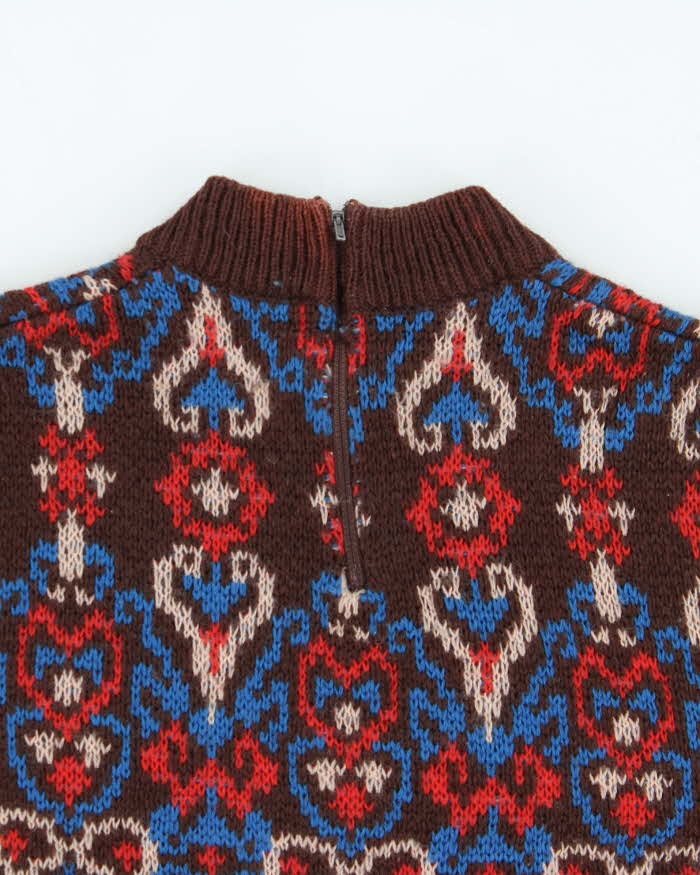 Vintage 1980s Women's Botoner Patterned Wool Knit Jumper - M