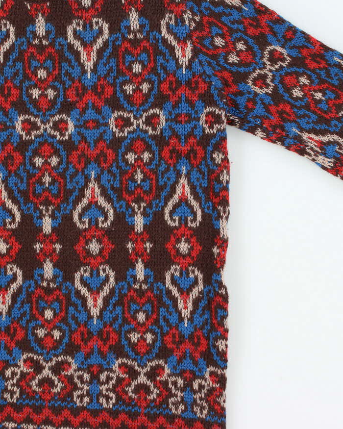 Vintage 1980s Women's Botoner Patterned Wool Knit Jumper - M