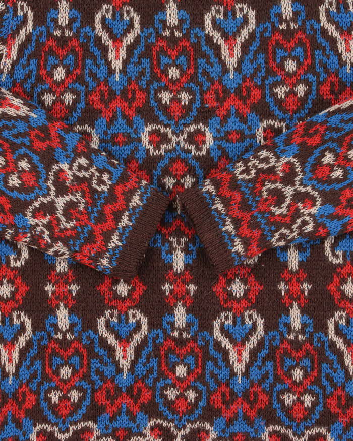 Vintage 1980s Women's Botoner Patterned Wool Knit Jumper - M