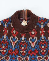 Vintage 1980s Women's Botoner Patterned Wool Knit Jumper - M