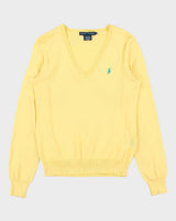 Vintage Y2K 00s Women's Ralph Lauren Pima Cotton V-Neck Knit Jumper - M