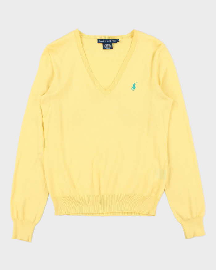 Vintage Y2K 00s Women's Ralph Lauren Pima Cotton V-Neck Knit Jumper - M