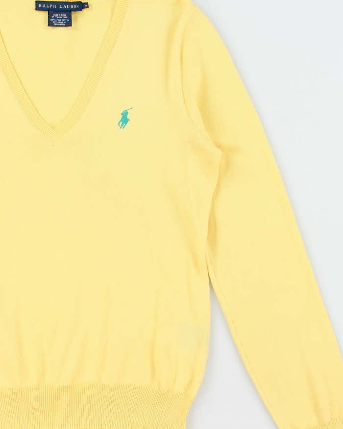 Vintage Y2K 00s Women's Ralph Lauren Pima Cotton V-Neck Knit Jumper - M