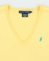 Vintage Y2K 00s Women's Ralph Lauren Pima Cotton V-Neck Knit Jumper - M
