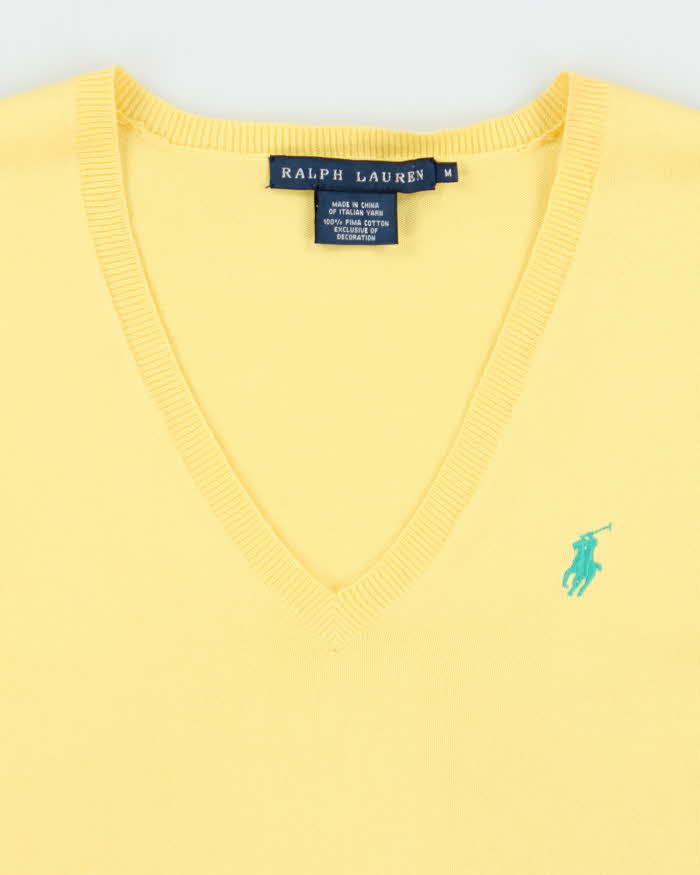 Vintage Y2K 00s Women's Ralph Lauren Pima Cotton V-Neck Knit Jumper - M
