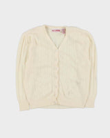 Vintage 1980s Women's Sears Wool Angora Blend Cable Knit Pearl Cardigan - L