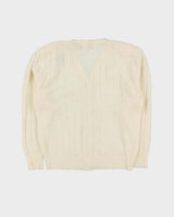 Vintage 1980s Women's Sears Wool Angora Blend Cable Knit Pearl Cardigan - L