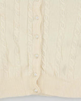 Vintage 1980s Women's Sears Wool Angora Blend Cable Knit Pearl Cardigan - L