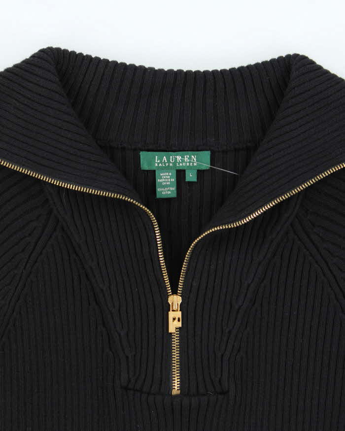 Vintage Ralph Lauren Ribbed Knit Quarter-zip Jumper - L