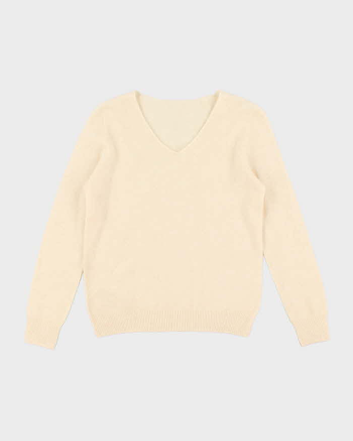 Vintage Wool &amp; Cashmere Blend V-neck Jumper - M
