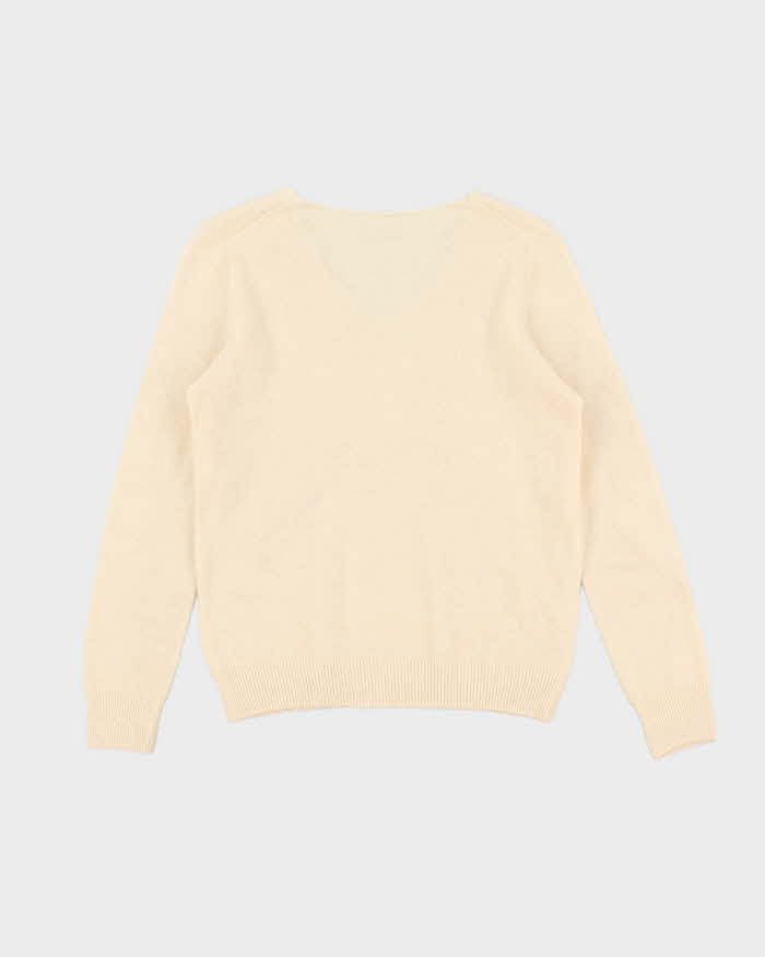 Vintage Wool &amp; Cashmere Blend V-neck Jumper - M