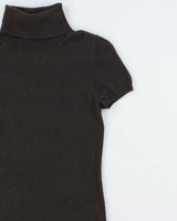 Vintage Holt Renfrew Cashmere Roll Neck Short Sleeve Jumper - XS