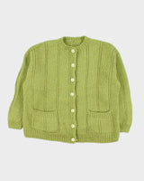Vintage Boxy Handmade Wool Cardigan - L