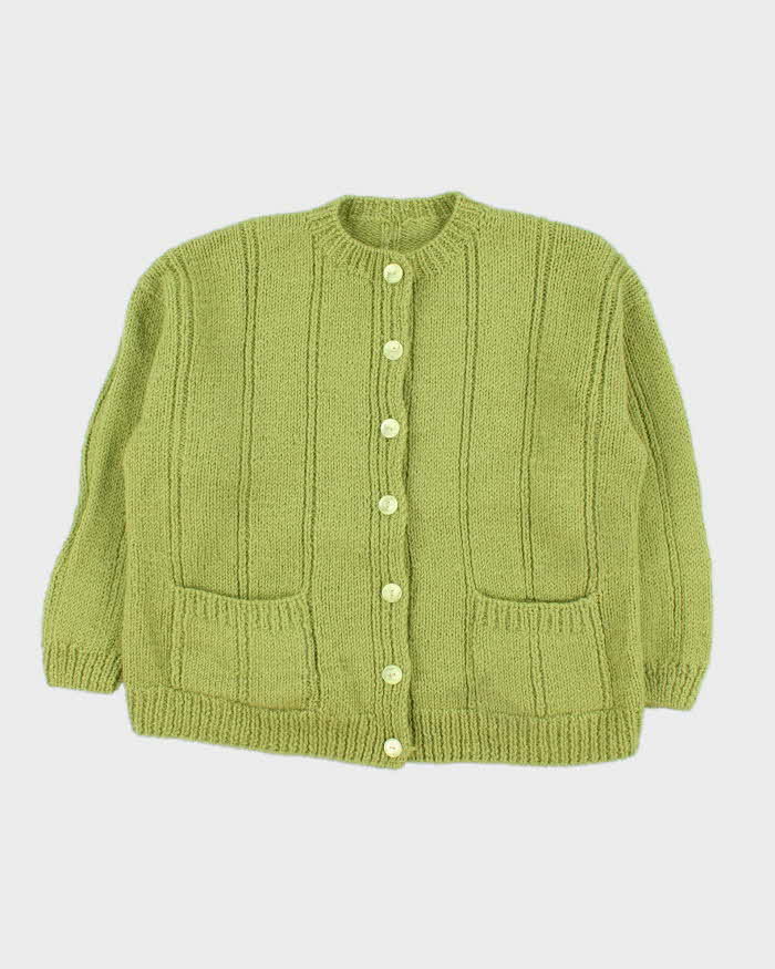 Vintage Boxy Handmade Wool Cardigan - L