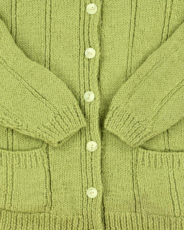 Vintage Boxy Handmade Wool Cardigan - L