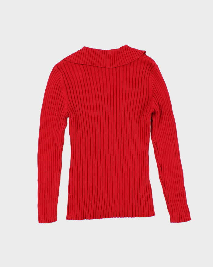 Vintage Y2K 00s Women's Tommy Hilfiger Diamante Collared Ribbed Jumper - M