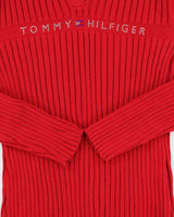 Vintage Y2K 00s Women's Tommy Hilfiger Diamante Collared Ribbed Jumper - M