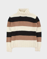 Vintage 1990s D&amp;G Chunky Striped Wool Knit Roll-Neck Jumper - S