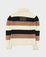 Vintage 1990s D&amp;G Chunky Striped Wool Knit Roll-Neck Jumper - S