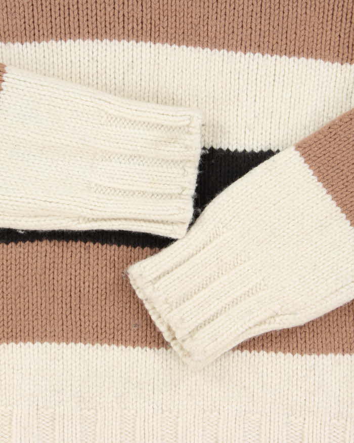 Vintage 1990s D&G Chunky Striped Wool Knit Roll-Neck Jumper - S