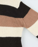 Vintage 1990s D&amp;G Chunky Striped Wool Knit Roll-Neck Jumper - S