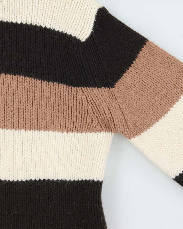 Vintage 1990s D&G Chunky Striped Wool Knit Roll-Neck Jumper - S