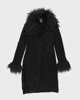 Vintage Y2k 00s Bebe Faux Fur Trim Long Cardigan - M