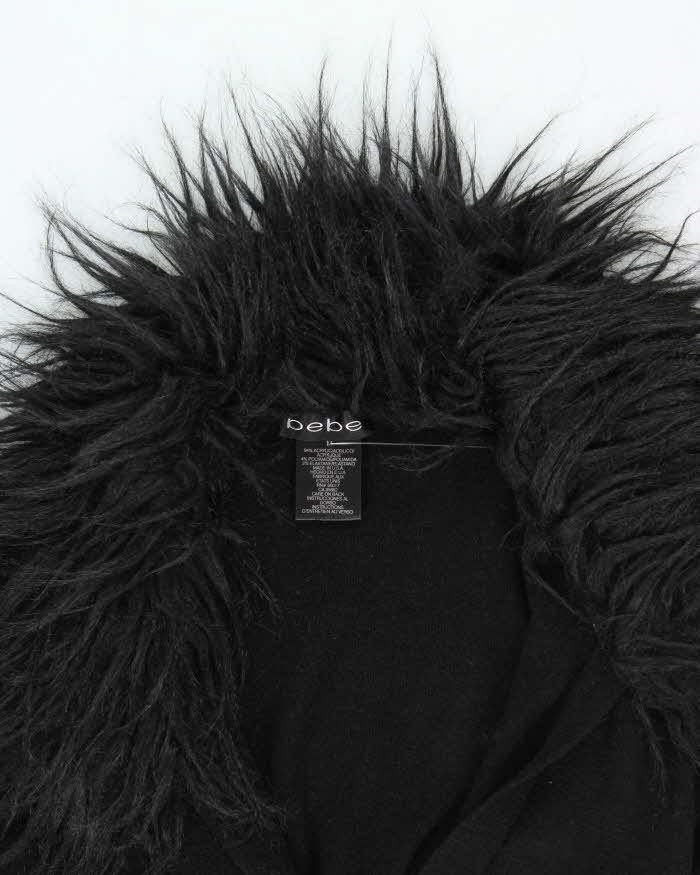 Vintage Y2k 00s Bebe Faux Fur Trim Long Cardigan - M
