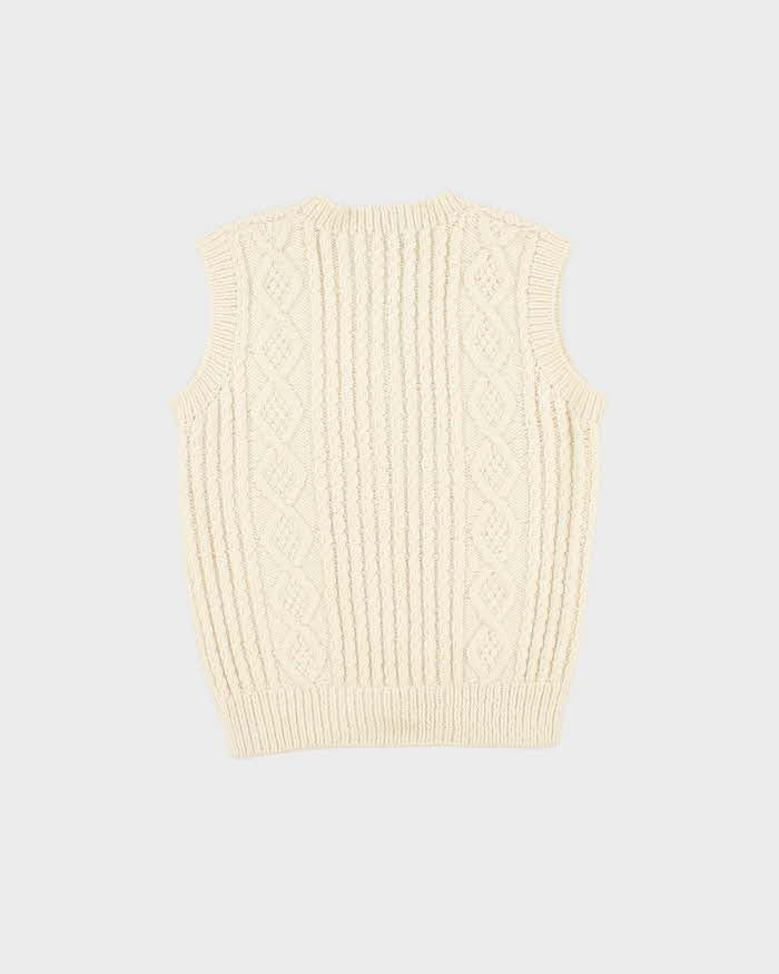 Vintage 1970s Women's Chunky Cable Hand Knit Sweater Vest - M