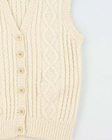 Vintage 1970s Women's Chunky Cable Hand Knit Sweater Vest - M