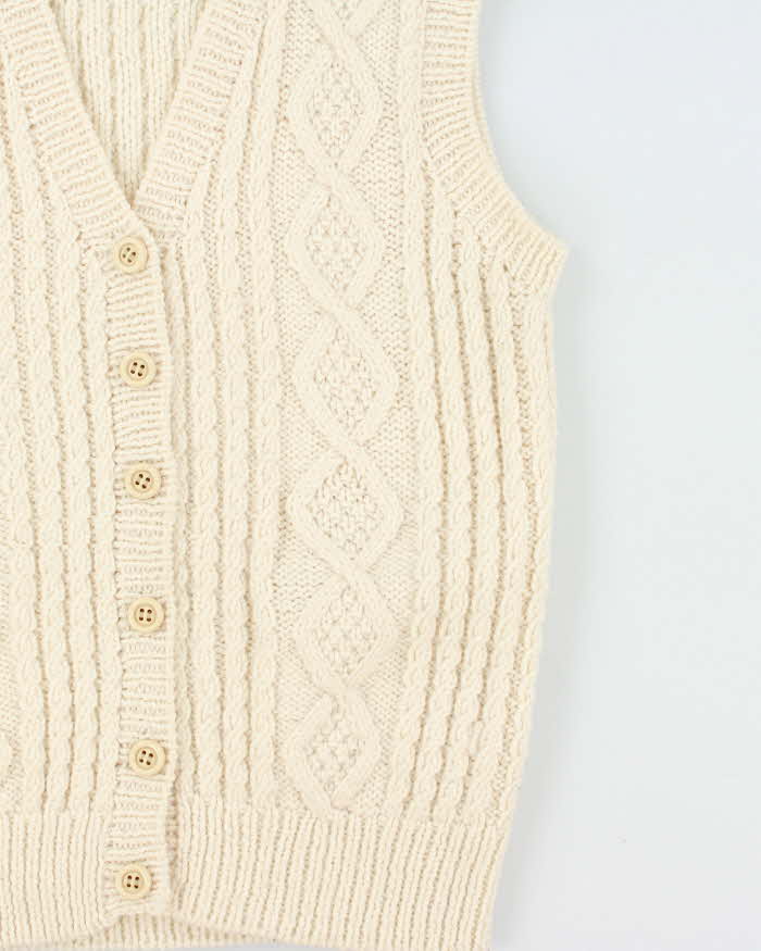 Vintage 1970s Women's Chunky Cable Hand Knit Sweater Vest - M