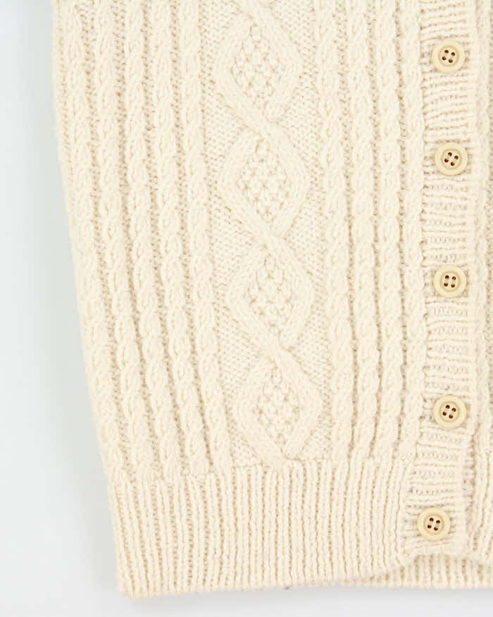 Vintage 1970s Women's Chunky Cable Hand Knit Sweater Vest - M