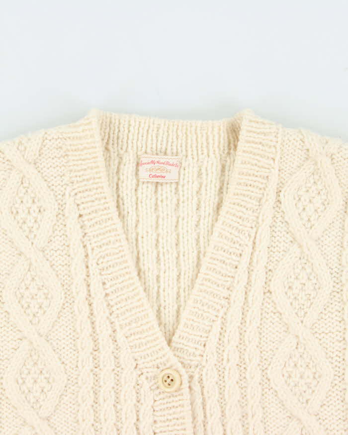 Vintage 1970s Women's Chunky Cable Hand Knit Sweater Vest - M