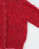 Vintage 1990s Women's Mohair Wool Blend Cherry Pink Cardigan - M