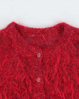 Vintage 1990s Women's Mohair Wool Blend Cherry Pink Cardigan - M