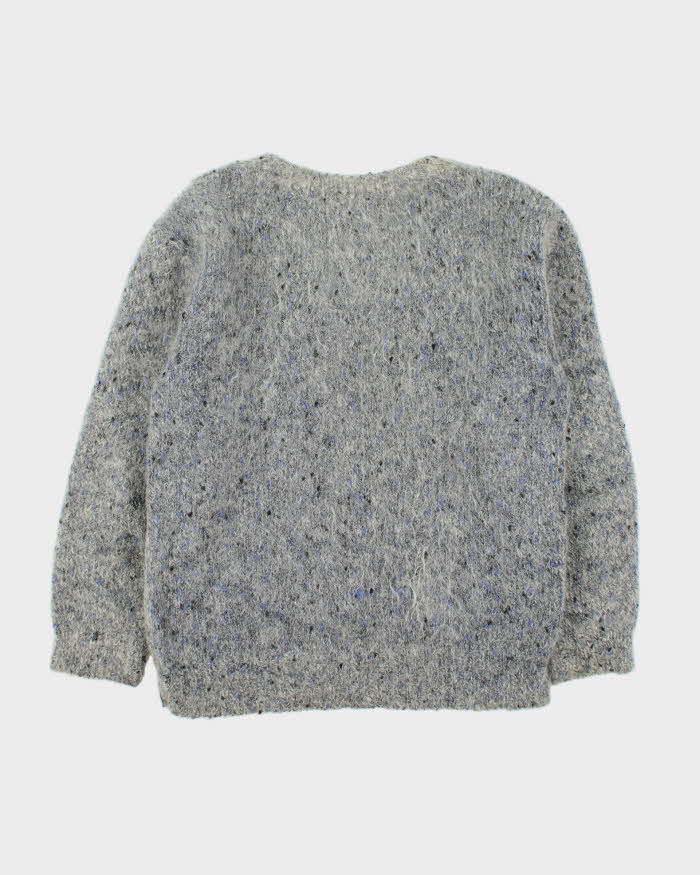 Vintage 1990s Women's Speckled Mohair Wool Chunky V-Neck Knit Jumper - M