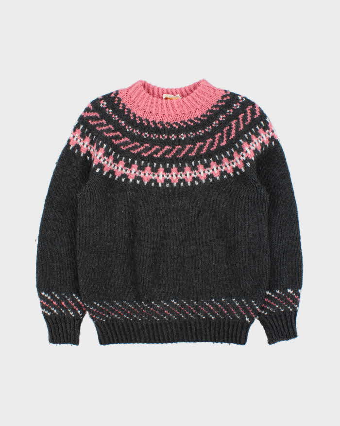 Vintage 1990s Women's Hand Knit By Georgia Cranston Chunky Wool Jumper - M