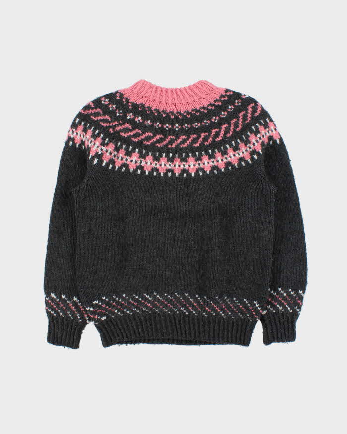 Vintage 1990s Women's Hand Knit By Georgia Cranston Chunky Wool Jumper - M