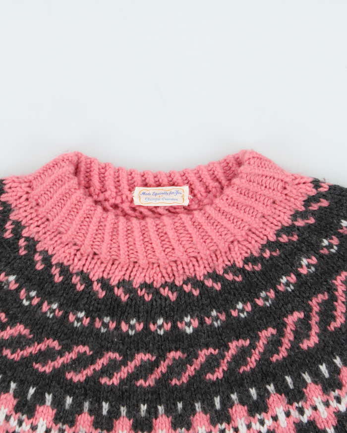 Vintage 1990s Women's Hand Knit By Georgia Cranston Chunky Wool Jumper - M