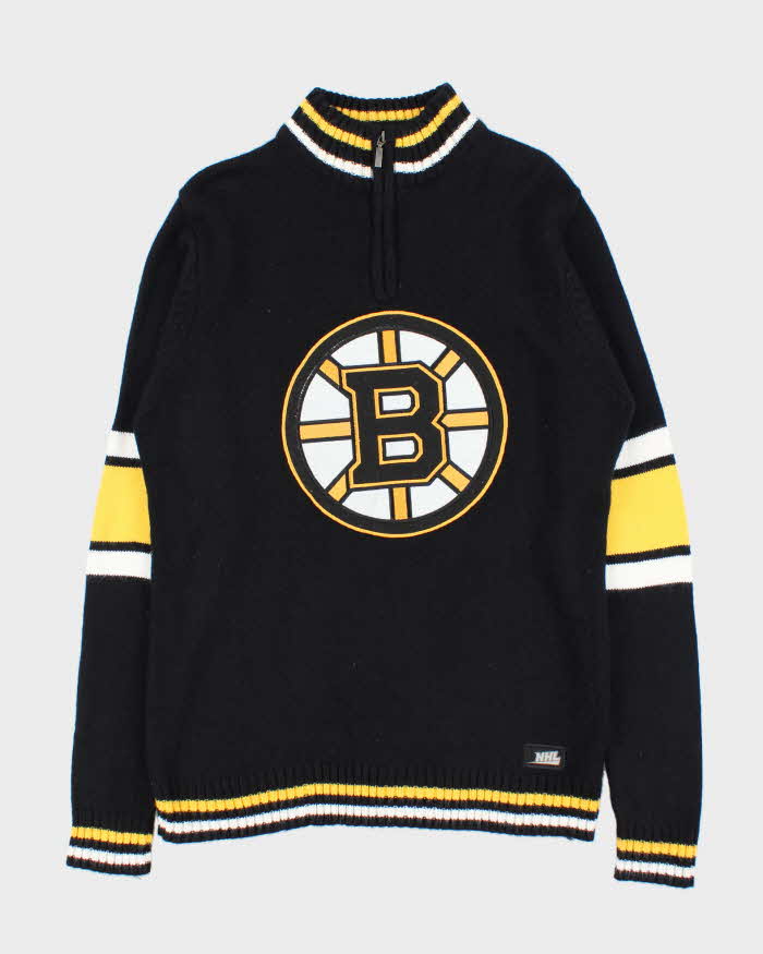 Vintage 00s Boston Bruins NHL Quarter-Zip Knit Jumper - L