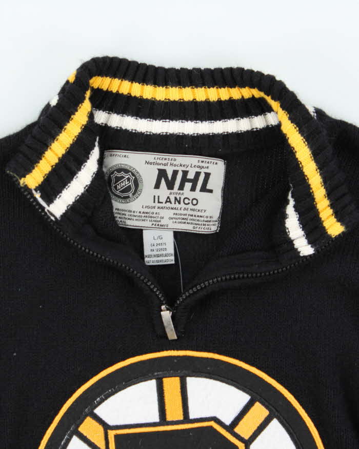 Vintage 00s Boston Bruins NHL Quarter-Zip Knit Jumper - L