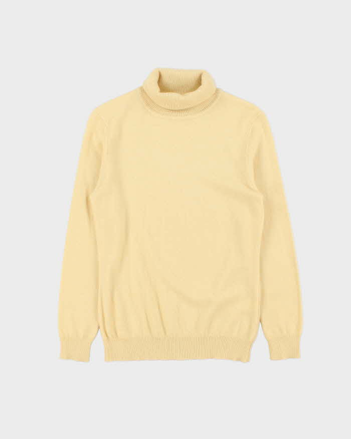 Vintage KNC Femme Butter Yellow Cashmere Roll Neck Jumper - M