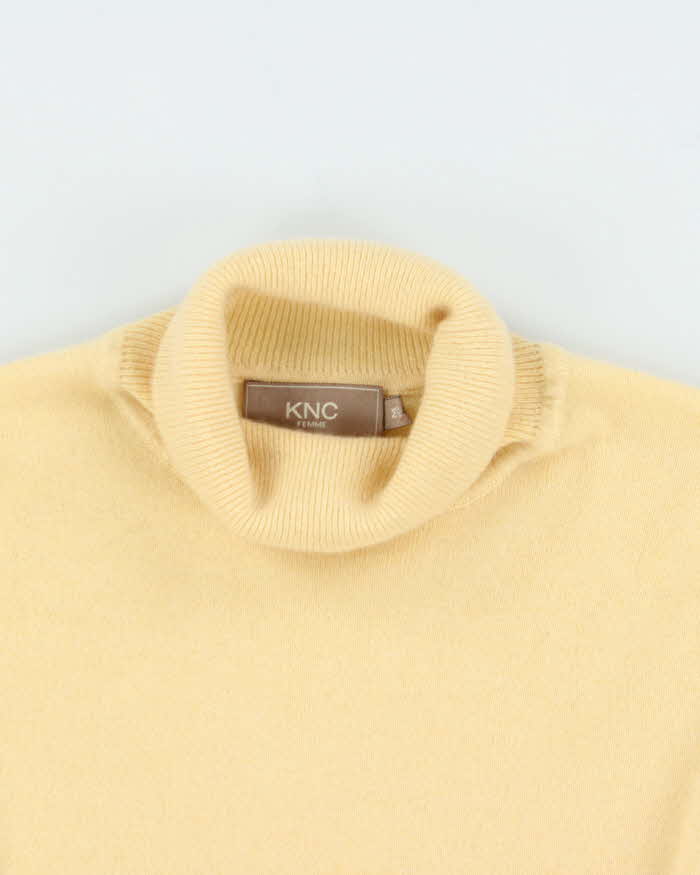 Vintage KNC Femme Butter Yellow Cashmere Roll Neck Jumper - M