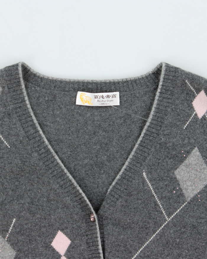 Vintage Baichun Cashmere Rhinestone Cardigan - S